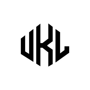 UKL letter logo design with polygon shape. UKL polygon and cube shape logo design. UKL hexagon vector logo template white and black colors. UKL monogram, business and real estate logo.