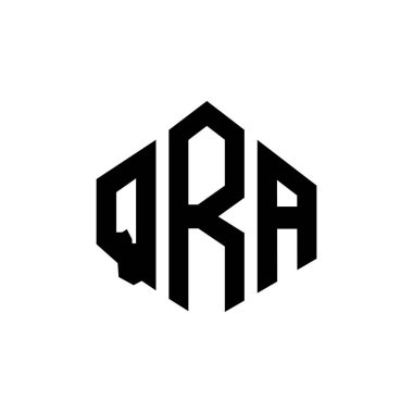 Çokgen şekilli QRA harf logosu tasarımı. QRA çokgen ve küp şeklinde logo tasarımı. QRA altıgen vektör logo şablonu beyaz ve siyah renkler. QRA monogramı, iş ve emlak logosu.