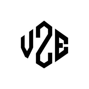 Çokgen şekilli VZE harf logosu tasarımı. VZE çokgen ve küp şeklinde logo tasarımı. VZE altıgen vektör logosu beyaz ve siyah renkler. VZE monogram, iş ve gayrimenkul logosu.