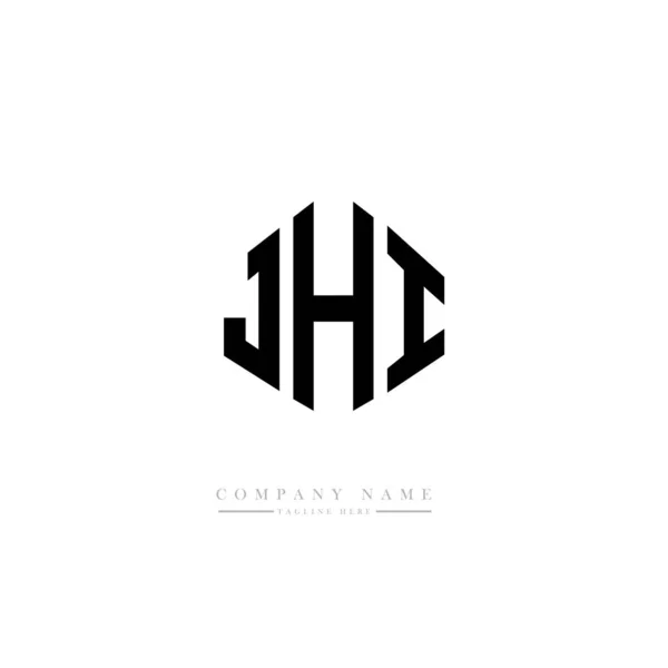 Jhi字母标识设计与多边形 Jhi多边形和立方形标志设计 Jhi六边形矢量标识模板白色和黑色的颜色 Jhi字母表 商业和房地产标志 — 图库矢量图片