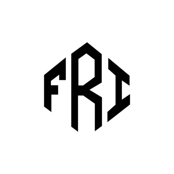 Fri字母标识设计与多边形 Fri多边形和立方形标志设计 Fri六边形矢量标识模板白色和黑色 Fri字母表 商业和房地产标志 — 图库矢量图片
