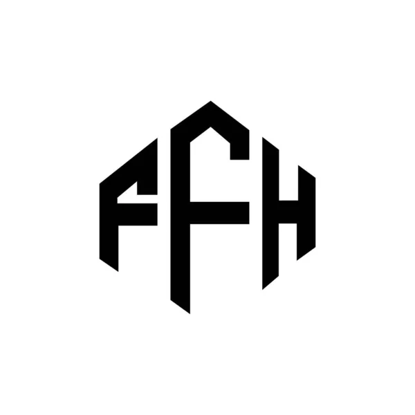 Ffh Letter Logo Design Polygon Shape Ffh Polygon Cube Shape — Vettoriale Stock