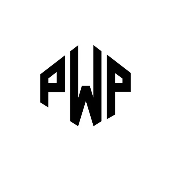 Pwp Letter Logo Design Polygon Shape Pwp Polygon Cube Shape —  Vetores de Stock