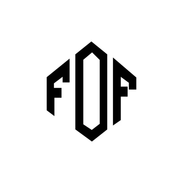 ポリゴン形状の文字ロゴデザインのFof ポリゴンとキューブ形状のロゴデザインのFof 六角形ベクトルロゴテンプレート白と黒の色のFof モノグラム ビジネスおよび不動産のロゴのFof — ストックベクタ