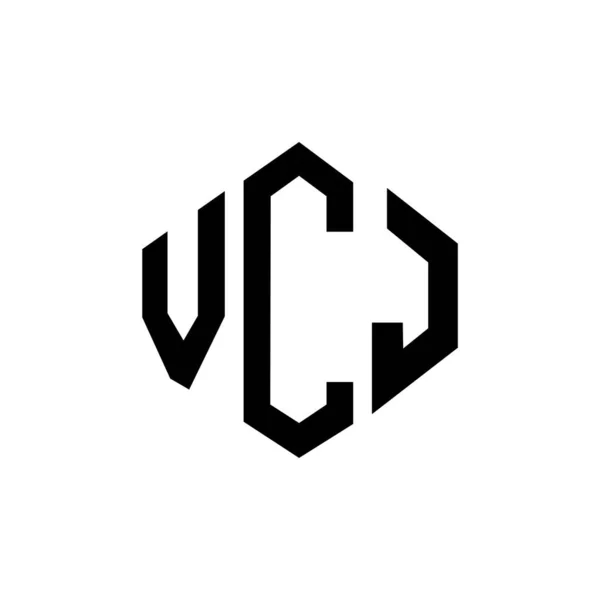 Vcj字母标识设计与多边形 Vcj多边形和立方形标志设计 Vcj六边形矢量标识模板白色和黑色 Vcj字母表 商业和房地产标志 — 图库矢量图片