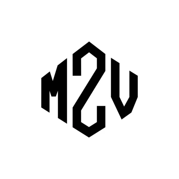 Logo Lettera Mzv Design Con Forma Poligonale Design Del Logo — Vettoriale Stock