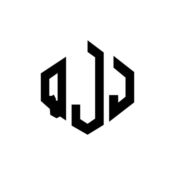 Qjj字母标识设计与多边形 Qjj多边形和立方形标志设计 Qjj六边形矢量标识模板白色和黑色 Qjj字母表 商业和房地产标志 — 图库矢量图片