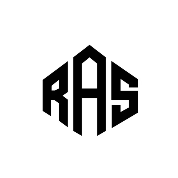Ras Letter Logo Design Polygon Shape Ras Polygon Cube Shape — Vetor de Stock