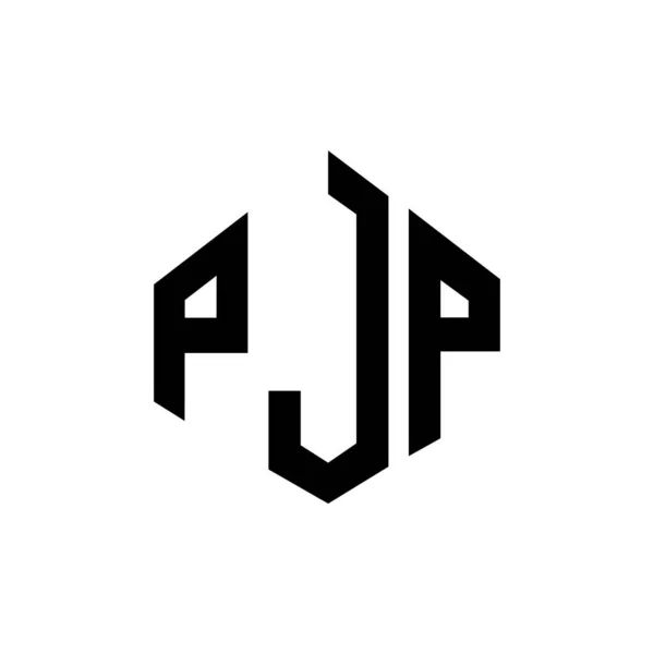 Pjp Letter Logo Design Polygon Shape Pjp Polygon Cube Shape — ストックベクタ