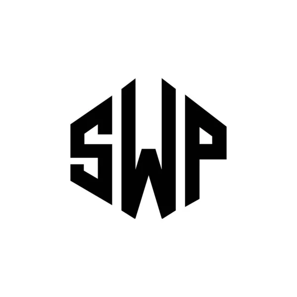 ポリゴン形状のSwpレターロゴデザイン Swpポリゴンとキューブ形状のロゴデザイン Swp六角形ベクトルロゴテンプレート白と黒の色 Swpモノグラム ビジネスや不動産のロゴ — ストックベクタ