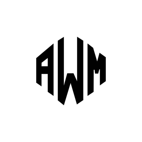 Awm Letter Logo Design Polygon Shape Awm Polygon Cube Shape — Vettoriale Stock