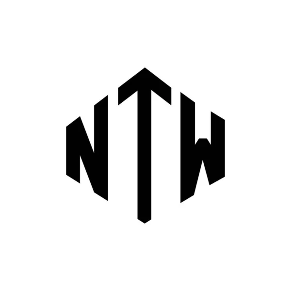 Çokgen Şekilli Ntw Harf Logosu Tasarımı Ntw Çokgen Küp Şeklinde — Stok Vektör