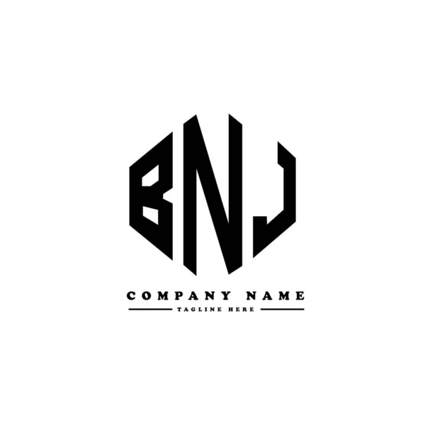 Bnj Letter Logo Design Polygon Shape Bnj Polygon Cube Shape — Stock Vector