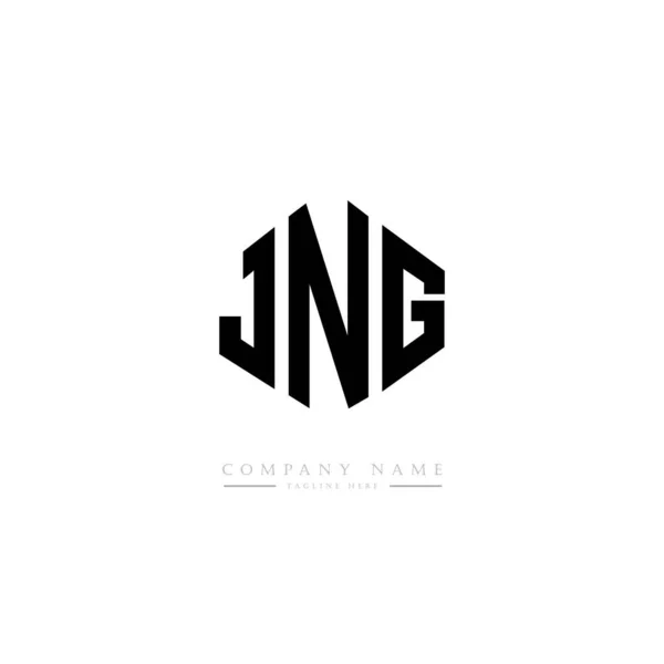 Jng字母标识设计与多边形 Jng多边形和立方体的标志设计 Jng六边形矢量标识模板白色和黑色 Jng字母表 商业及地产标志 — 图库矢量图片