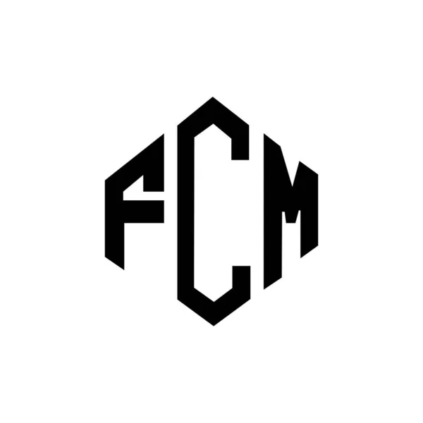 Fcm Letter Logo Design Polygon Shape Fcm Polygon Cube Shape —  Vetores de Stock