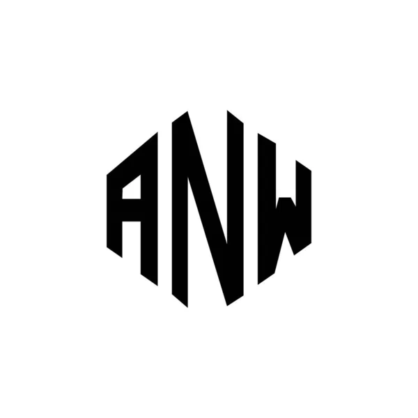 ポリゴン形状のAnw文字ロゴデザイン Anwポリゴンとキューブ形状のロゴデザイン Anw六角形ベクトルロゴテンプレート白と黒の色 Anwモノグラム ビジネスや不動産のロゴ — ストックベクタ
