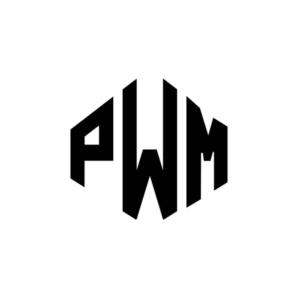 Pwm Letter Logo Design Polygon Shape Pwm Polygon Cube Shape —  Vetores de Stock