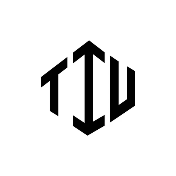 具有多边形的Tiu字母标识设计 Tiu多边形和立方形标志设计 Tiu六边形矢量标识模板白色和黑色 工业贸易署字母表 商业及地产标志 — 图库矢量图片