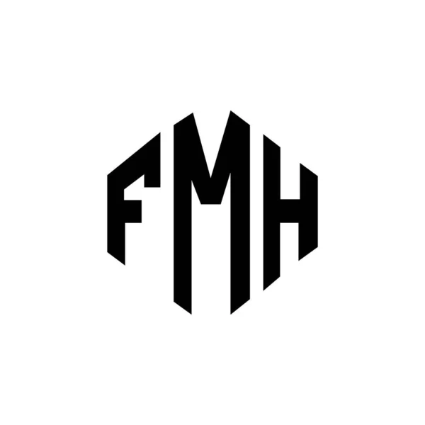 stock vector FMH letter logo design with polygon shape. FMH polygon and cube shape logo design. FMH hexagon vector logo template white and black colors. FMH monogram, business and real estate logo.