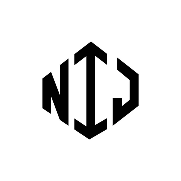 Nij Letter Logo Design Polygon Shape Nij Polygon Cube Shape — Stockový vektor