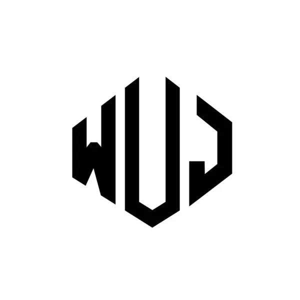 Wuj Letter Logo Design Polygon Shape Wuj Polygon Cube Shape — стоковый вектор