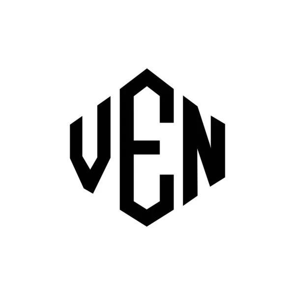 Ven Letter Logo Design Polygon Shape Ven Polygon Cube Shape — Vettoriale Stock