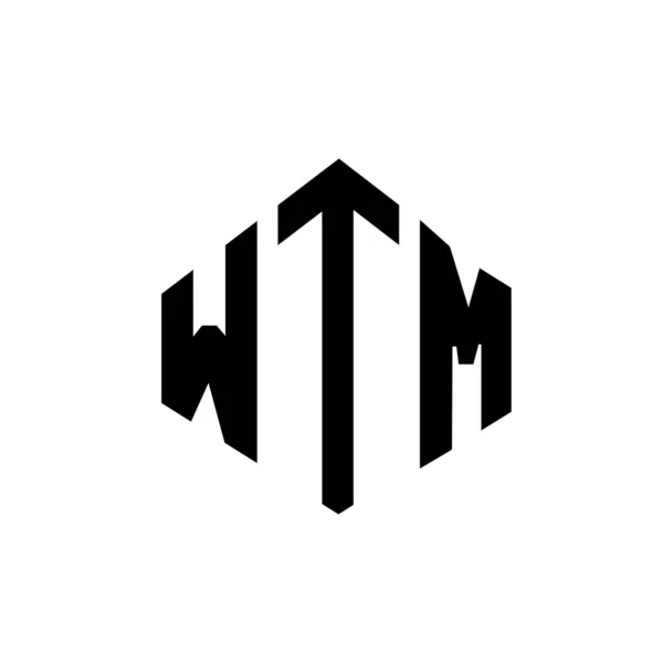 Wtm Letter Logo Design Polygon Shape Wtm Polygon Cube Shape —  Vetores de Stock