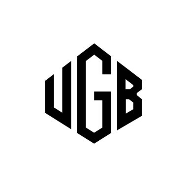 UGB letter logo design with polygon shape. UGB polygon and cube shape logo design. UGB hexagon vector logo template white and black colors. UGB monogram, business and real estate logo.