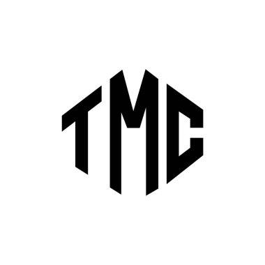 Çokgen şekilli TMC harf logosu tasarımı. TMC çokgen ve küp şeklinde logo tasarımı. TMC altıgen vektör logosu şablonu beyaz ve siyah renkler. TMC monogramı, iş ve emlak logosu.