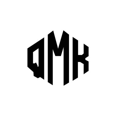 QMK letter logo design with polygon shape. QMK polygon and cube shape logo design. QMK hexagon vector logo template white and black colors. QMK monogram, business and real estate logo.
