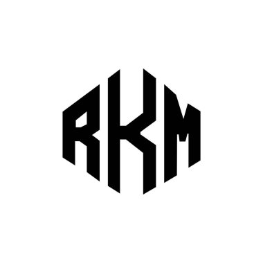 RKM letter logo design with polygon shape. RKM polygon and cube shape logo design. RKM hexagon vector logo template white and black colors. RKM monogram, business and real estate logo.