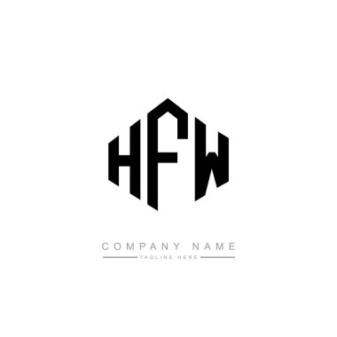 HFW letter logo design with polygon shape. HFW polygon and cube shape logo design. HFW hexagon vector logo template white and black colors. HFW monogram, business and real estate logo.