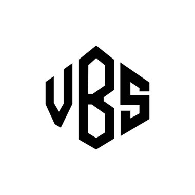 Çokgen şekilli VBS harf logosu tasarımı. VBS çokgen ve küp şeklinde logo tasarımı. VBS altıgen vektör logosu beyaz ve siyah renkler. VBS monogramı, iş ve emlak logosu.