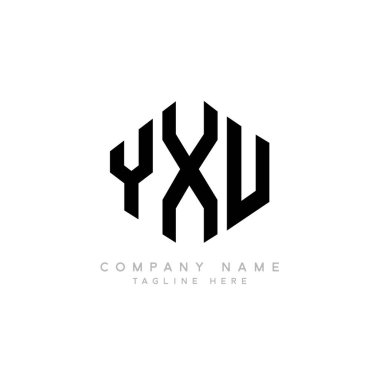 Çokgen şekilli YXU harf logosu tasarımı. YXU çokgen ve küp şeklinde logo tasarımı. YXU altıgen vektör logo şablonu beyaz ve siyah renkler. YXU monogramı, iş ve emlak logosu.