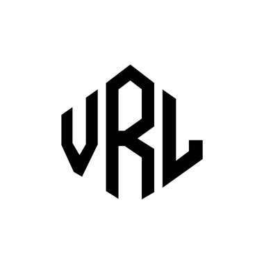 VRL letter logo design with polygon shape. VRL polygon and cube shape logo design. VRL hexagon vector logo template white and black colors. VRL monogram, business and real estate logo.