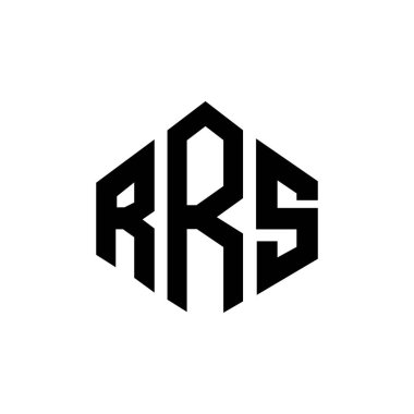 Çokgen şekilli RRS harf logosu tasarımı. RRS çokgen ve küp şeklinde logo tasarımı. RRS altıgen vektör logosu beyaz ve siyah renklerde. RRS monogramı, iş ve gayrimenkul logosu.