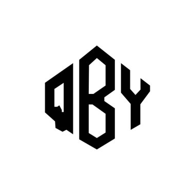 Çokgen şekilli QBY harfi logo tasarımı. QBY çokgen ve küp şeklinde logo tasarımı. QBY altıgen vektör logo şablonu beyaz ve siyah renkler. QBY monogram, iş ve gayrimenkul logosu.