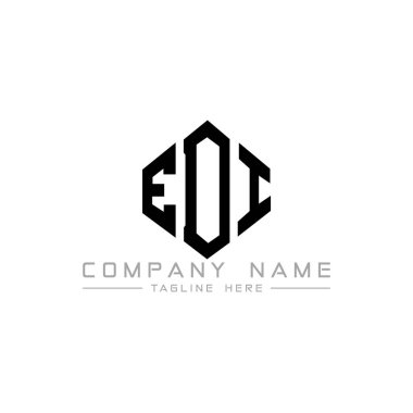 EDI letter logo design with polygon shape. EDI polygon and cube shape logo design. EDI hexagon vector logo template white and black colors. EDI monogram, business and real estate logo.