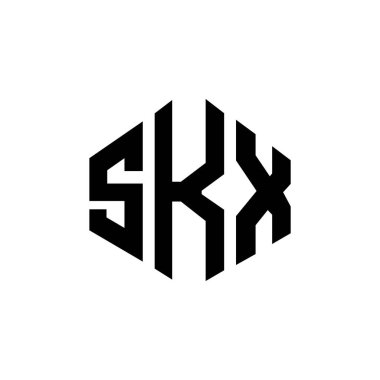 SKX letter logo design with polygon shape. SKX polygon and cube shape logo design. SKX hexagon vector logo template white and black colors. SKX monogram, business and real estate logo.