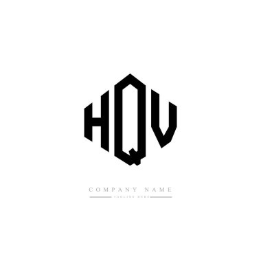 Çokgen şekilli HQV harf logosu tasarımı. HQV çokgen ve küp şeklinde logo tasarımı. HQV altıgen vektör logo şablonu beyaz ve siyah renkler. HQV monogramı, iş ve emlak logosu.