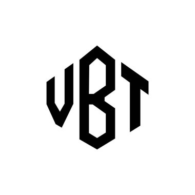 Çokgen şekilli VBT harf logosu tasarımı. VBT çokgen ve küp şeklinde logo tasarımı. VBT altıgen vektör logosu beyaz ve siyah renkler. VBT monogramı, iş ve emlak logosu.
