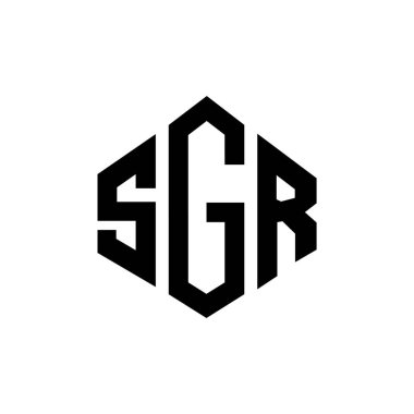 Çokgen şekilli SGR harf logosu tasarımı. SGR çokgen ve küp şeklinde logo tasarımı. SGR altıgen vektör logo şablonu beyaz ve siyah renkler. SGR monogramı, iş ve emlak logosu.