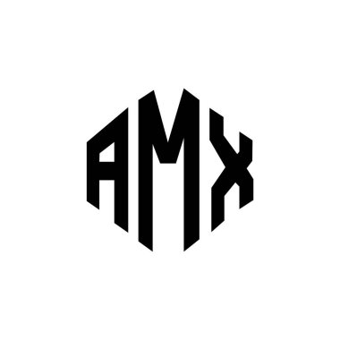 AMX letter logo design with polygon shape. AMX polygon and cube shape logo design. AMX hexagon vector logo template white and black colors. AMX monogram, business and real estate logo.