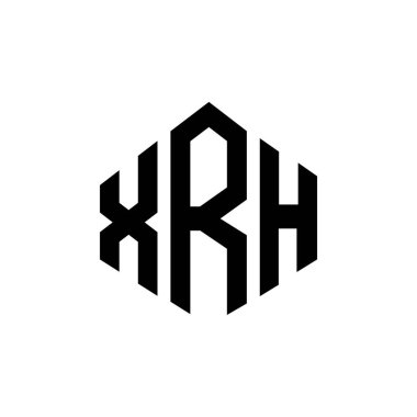 XRH letter logo design with polygon shape. XRH polygon and cube shape logo design. XRH hexagon vector logo template white and black colors. XRH monogram, business and real estate logo.