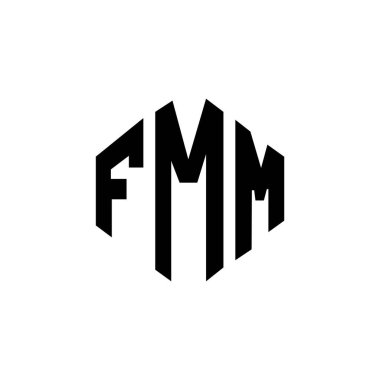 FMM letter logo design with polygon shape. FMM polygon and cube shape logo design. FMM hexagon vector logo template white and black colors. FMM monogram, business and real estate logo.