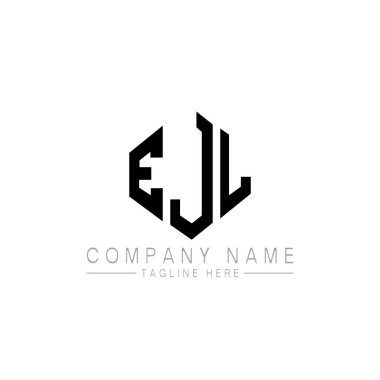 Çokgen şekilli EJL harf logosu tasarımı. EJL çokgen ve küp şeklinde logo tasarımı. EJL altıgen vektör logo şablonu beyaz ve siyah renkler. EJL monogramı, iş ve emlak logosu.