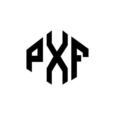 PXF letter logo design with polygon shape. PXF polygon and cube shape logo design. PXF hexagon vector logo template white and black colors. PXF monogram, business and real estate logo.