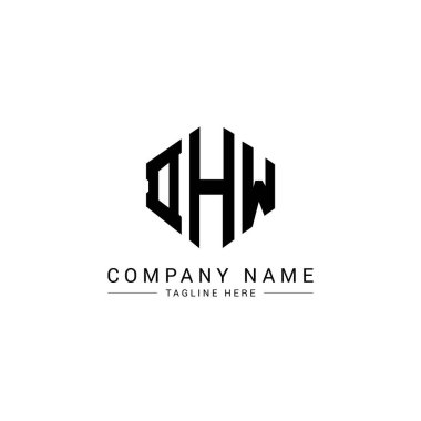 DHW letter logo design with polygon shape. DHW polygon and cube shape logo design. DHW hexagon vector logo template white and black colors. DHW monogram, business and real estate logo.