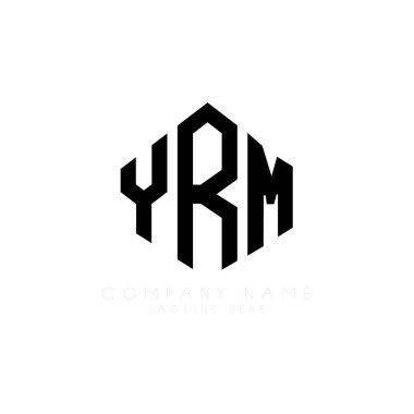 Çokgen şekilli YRM harf logosu tasarımı. YRM çokgen ve küp şeklinde logo tasarımı. YRM altıgen vektör logosu beyaz ve siyah renkler. YRM monogramı, iş ve emlak logosu.