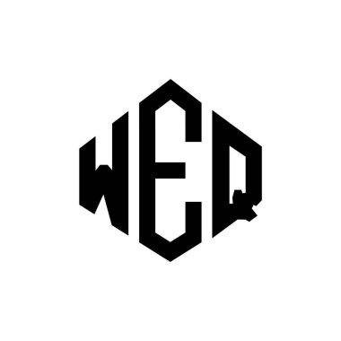 WEQ letter logo design with polygon shape. WEQ polygon and cube shape logo design. WEQ hexagon vector logo template white and black colors. WEQ monogram, business and real estate logo.